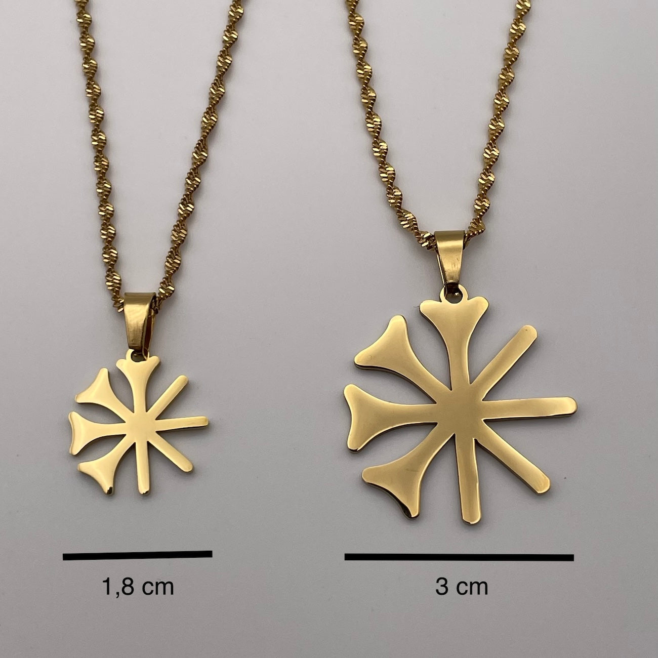 Dingir 𒀭 Halskette - Gold & Silber | 3 cm & 1.8 cm | Symbolische Kette für Männer & Frauen | Jesidische Kultur