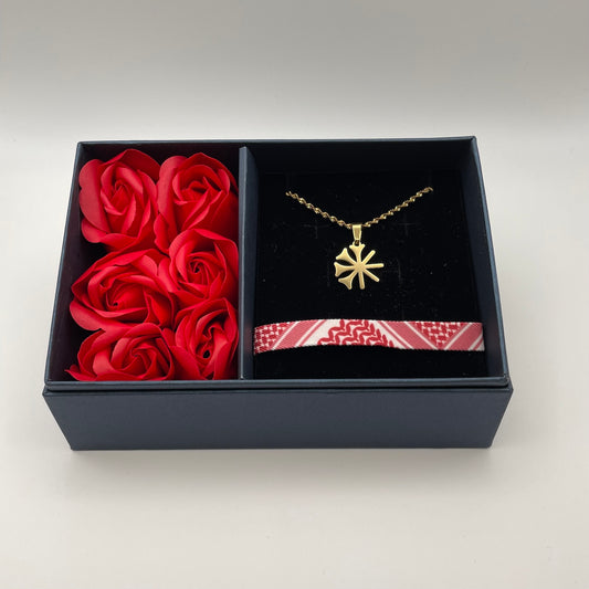 Genschnk Bundle - Dingir Kette Shemagh Armband Rosen Geschenkbox